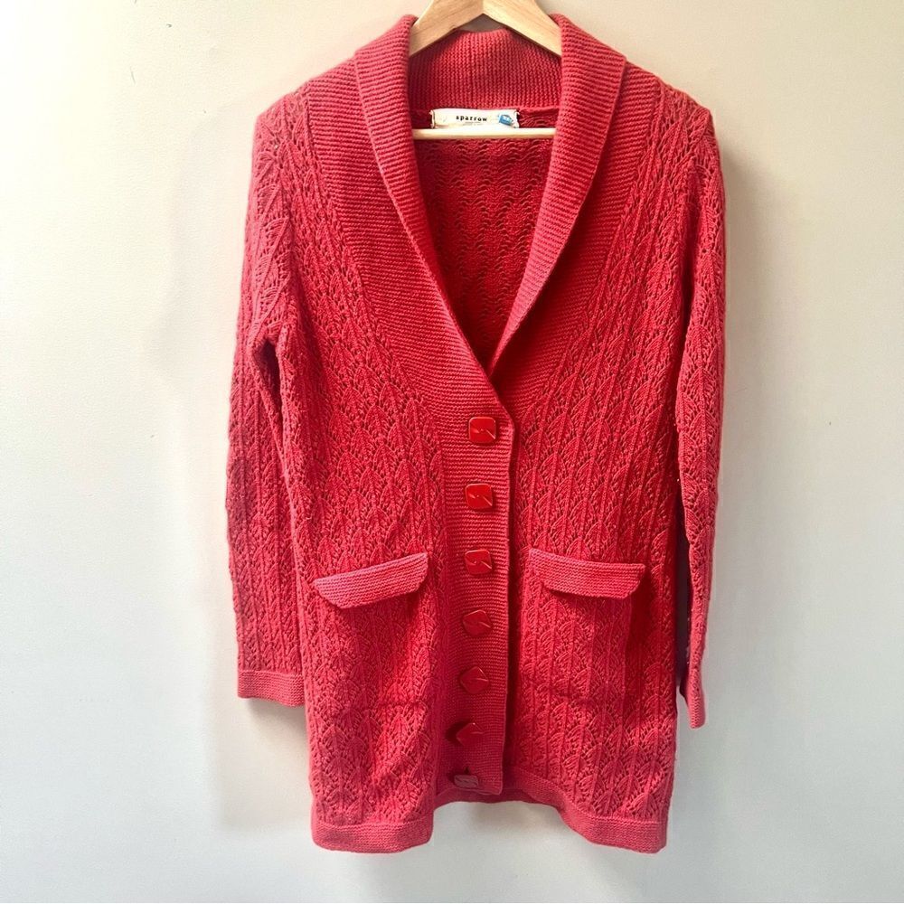 Sparrow orange long wool blend cardigan Sz S/XS